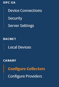 Gateway Configuration highlighting Configure Collectors
